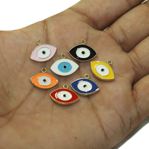 6 Pcs Evil Eye Connectors Charms Assorted Color