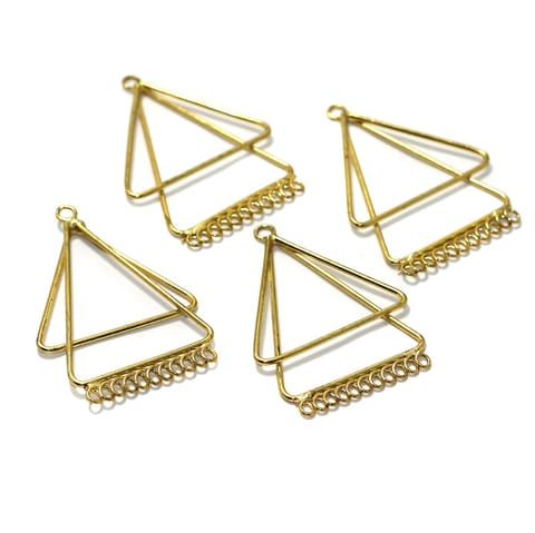 2 Pairs Brass Earrings Components Golden 2 Inch