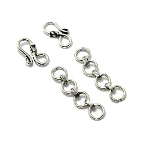 10 Pcs Brass S Hooks With Extender Chain