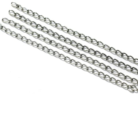 50 Pcs, 5 Inch  Brass Link Chain Extender Silver