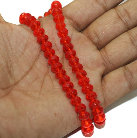 75 Pcs, 8x5mm Red Glass Crystal Beads Roundelle