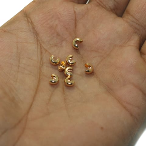 50 Pcs, 3mm Crimp Beads Cover Rose Gold