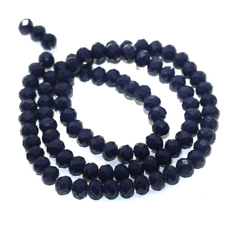 85 Pcs String, 6mm Glass Crystal Beads Dark Blue Roundelle