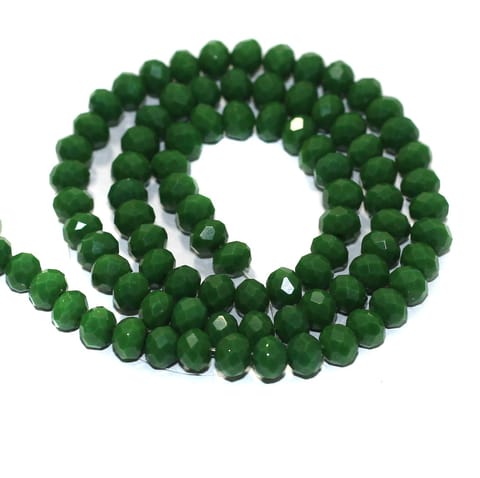 85 Pcs, 6mm Green Glass Crystal Beads Roundelle 1String
