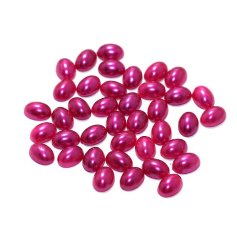 100 Gms 8mm Pink Oval Acrylic Colored Pearl Cabochons Stone