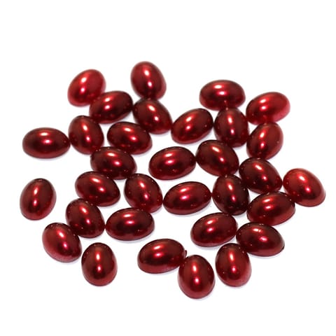 100 Gms 8mm Maroon Oval  Acrylic Colored Pearl Cabochons Stone