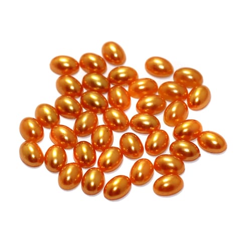 100 Gms 8mm Orange Oval Acrylic Colored Pearl Cabochons Stone
