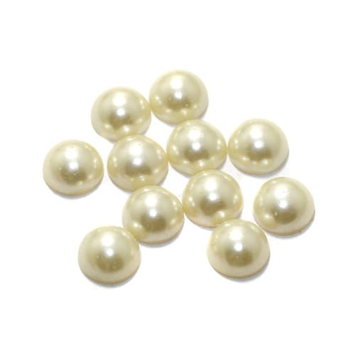 100 Gms  Acrylic Pearl Cabochons Stone Off White 12mm
