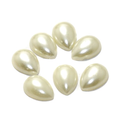 100 Gms 18mm Off White Drop  Acrylic Pearl Cabochons Stone