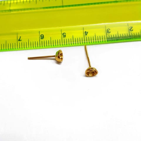 20pcs, 5mm AAA Quality Gold Plated Earring Base