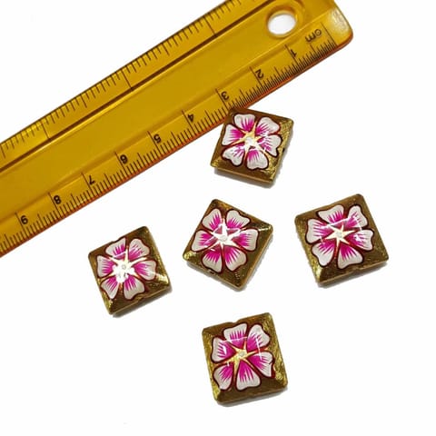 5pcs, 16mm Golden Handpainted Beads For Rakhi, Jewellery Making etc