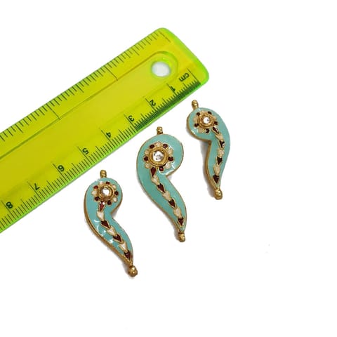 1.5 inches , 3 pcs, Turquoise Meenakari Pendant Set