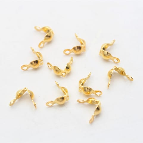 200 Pcs Golden Plated Clam Shell Ending, Size 3mm