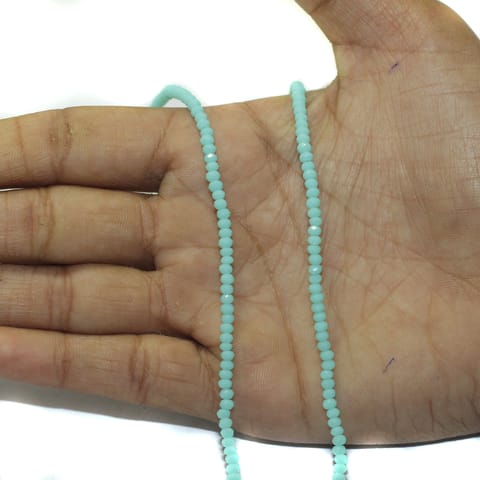 195+Pcs, 2mm Turquoise Crystal Rondelle Faceted Beads 1String