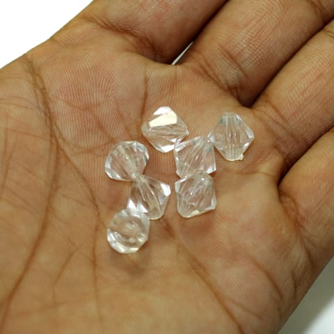 100 Pcs, 10mm Clear Bicone Acrylic Faceted Beads