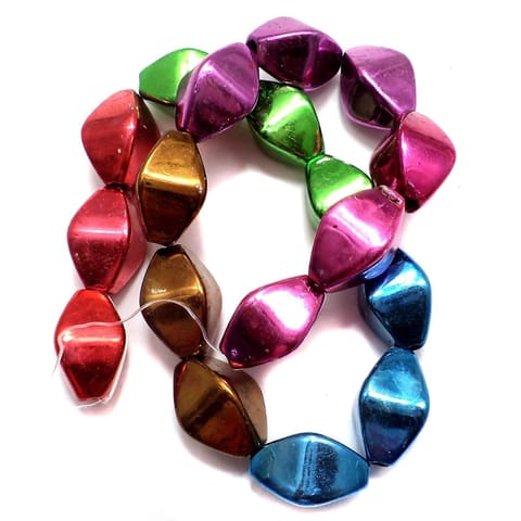 5 Strings16x10 mm Multicolor Metallic CCB Diamond Beads Assorted