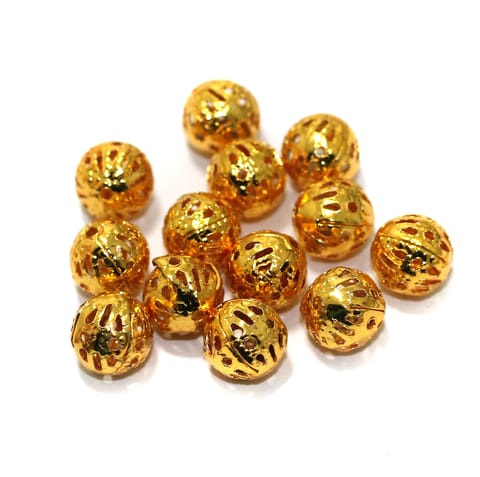 285 Pcs Golden Metal Round Beads 8mm