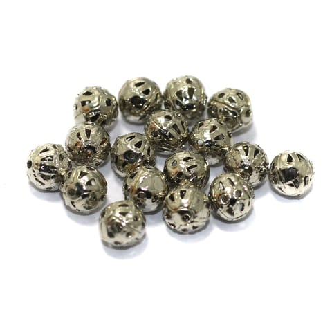495 Pcs Silver Metal Round Beads 6mm
