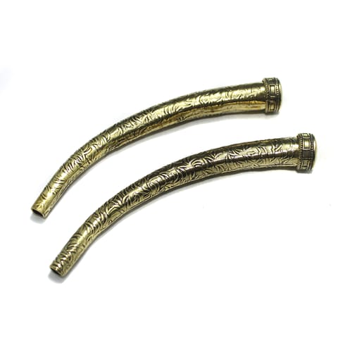 1 Pair, 4 Inches German Silver Antique Gold Tube Pipe