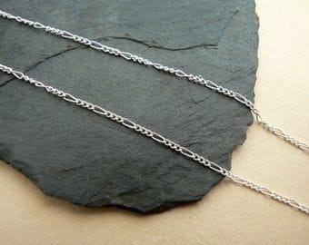 92.5 Sterling Silver 2mm Figaro Chains 40 cms