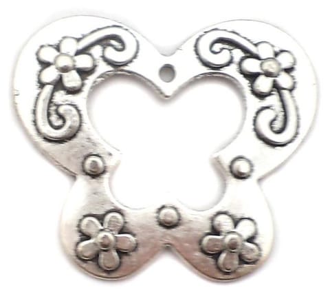 2 Pcs, 1.5 Inches German Silver Butterfly Pendants
