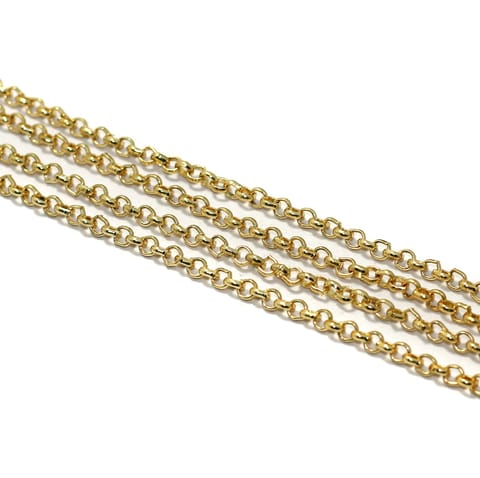 5 Mtrs, 3mm Golden Plated Metal Chain