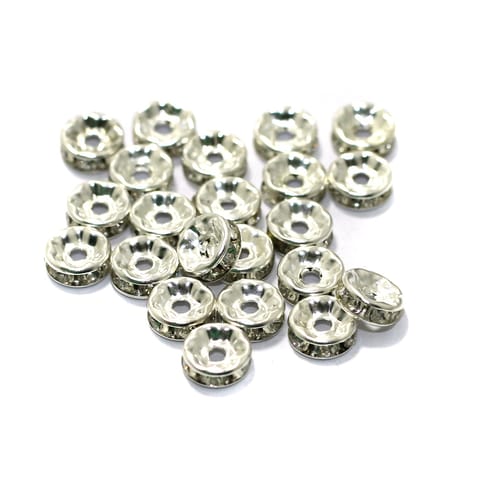 100 Pcs Rhinestone Disc Spacer Beads 8x3mm