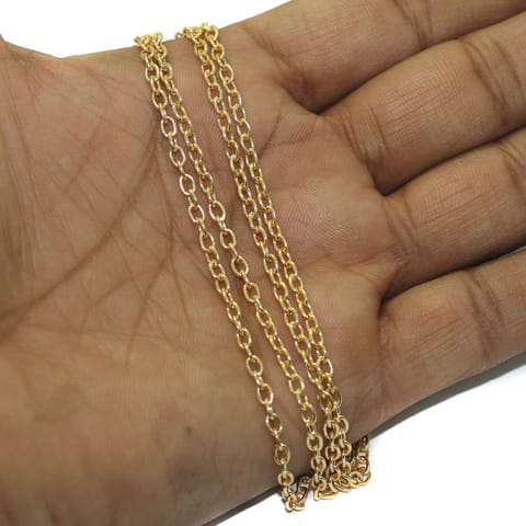 5 Mtrs, 3x4mm Golden Plated Metal Chain