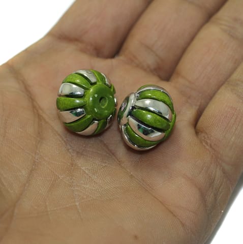10 Pcs, 20x15mm Green Acrylic Beads Rondelle