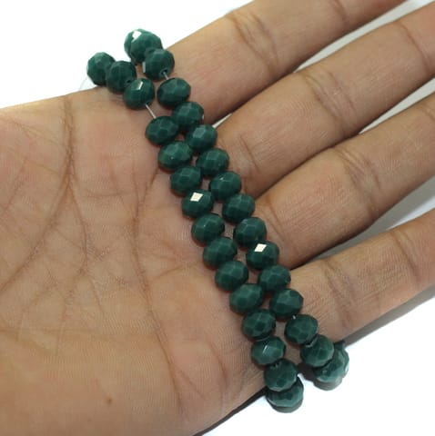 8mm Green Crystal Rondelle Faceted Beads 1 String