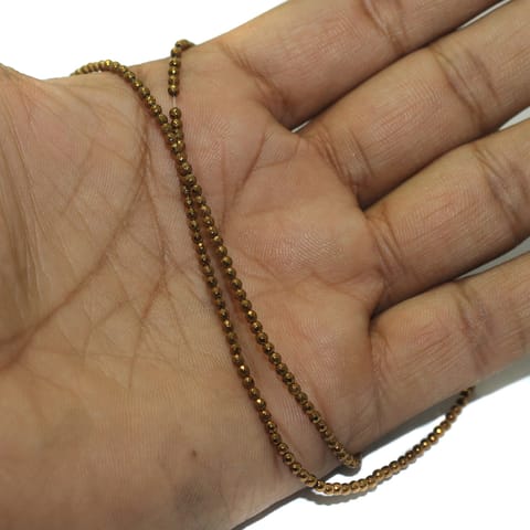 1 String, 2mm Gemstone Faceted Beads Round Golden