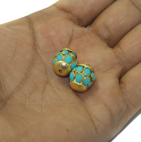 5 Pcs, 15mm Brass Pacchi Ball Beads