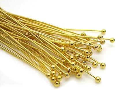 100 Pcs, 1.5 Inch Brass Ball Pins Golden For Jewellery Making