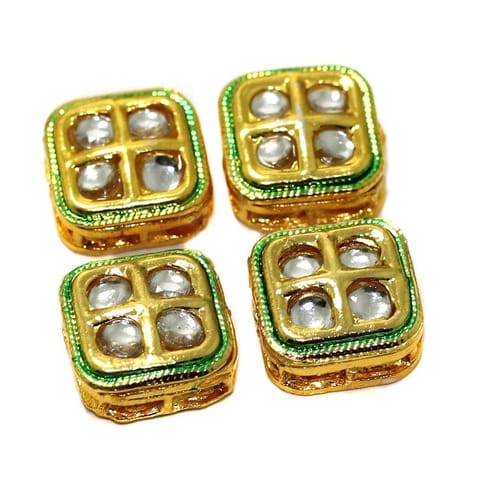 4 Pcs Kundan Spacer Beads 13x13mm