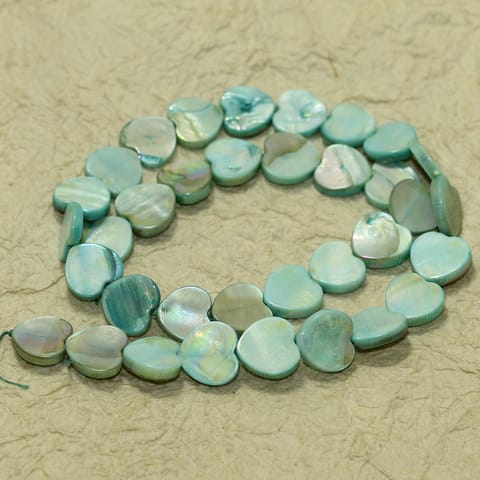 12mm Heart Shell Beads Turquoise 1 String