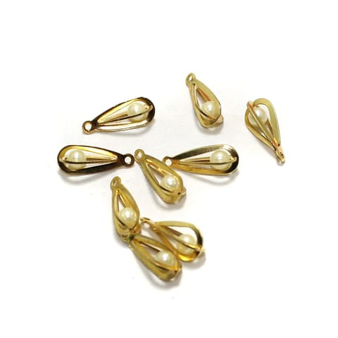 10 Pcs Drop Earrings Components Pearl Charms Size 15x7mm