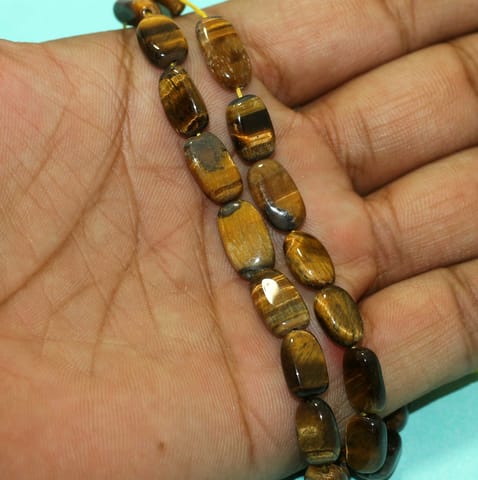 10-15mm, Tiger Eye Semiprecious Flat Oval Stone Beads