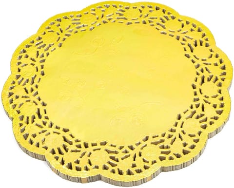 Lace Paper Doilies, Vintage Coasters Placemats Craft Table Cake Decoration Liner for Wedding Birthdays Parties Table Mats (Pack of 100 Pieces) (10cm, Gold)