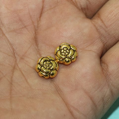 20 Pcs, 10mm German Silver Flower Beads Golden
