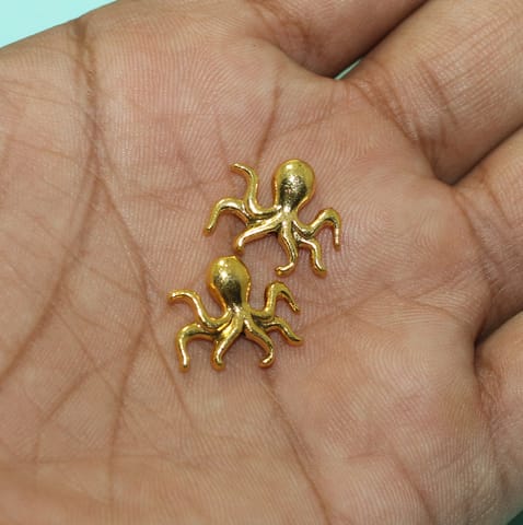 20 Pcs, 16x13mm German Silver Octopus Beads Golden