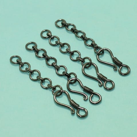 10 Pcs, 2.25 Inch Black Finish Brass Extender Chain With Hooks
