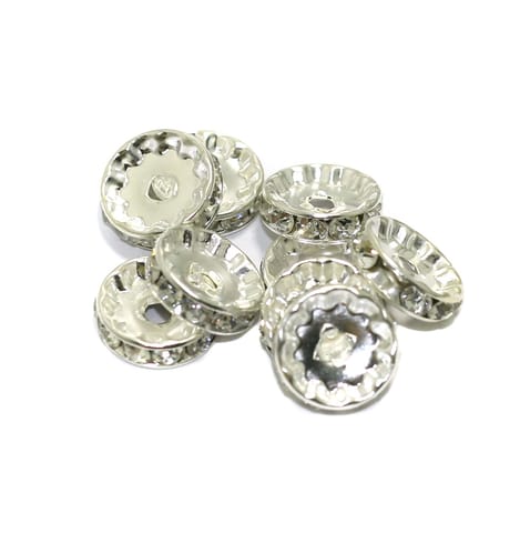 50 Pcs, 12mm Clear Rhine Stone Spacer Beads
