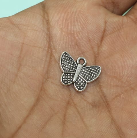 10 Pcs,13mm German Silver Butterfly Charms