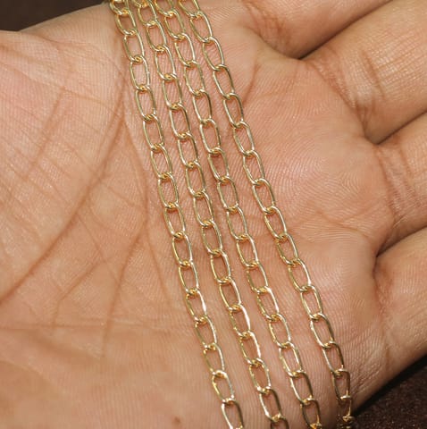 5 Mtrs, 7x3mm Golden Plated Metal Chain
