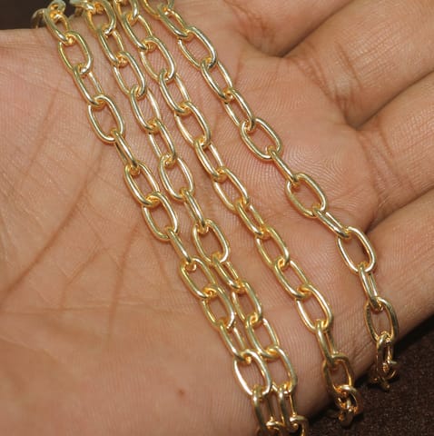 5 Mtrs, 9x5mm Golden Plated Metal Chain