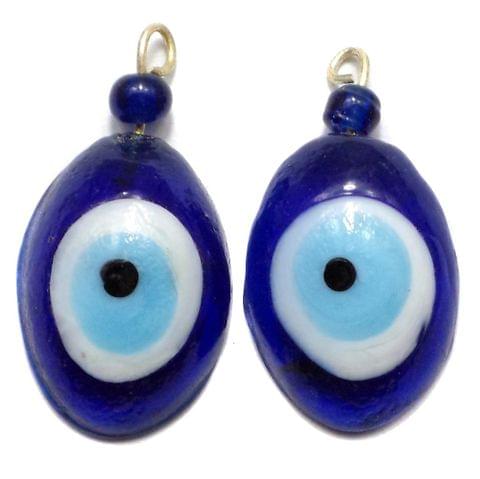 5 Glass Eye Pendants Blue 24x18 mm