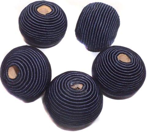 10 Crochet Round Beads Navy Blue 20 mm