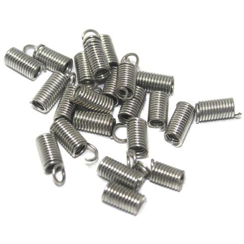 100 Silver Spring Tips Cord Ends 15x5mm