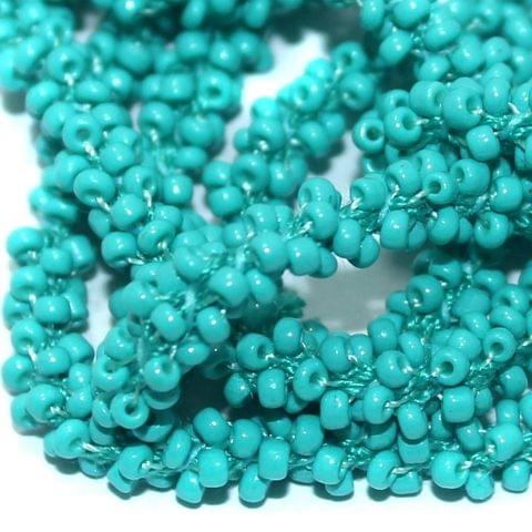 1 Mtr Opaque Turquoise Seed Bead Beaded String For Necklace