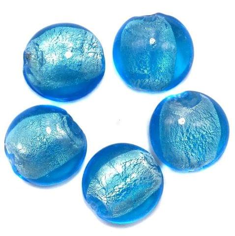 35+ Silver Foil Dome Beads Turquoise 20 mm